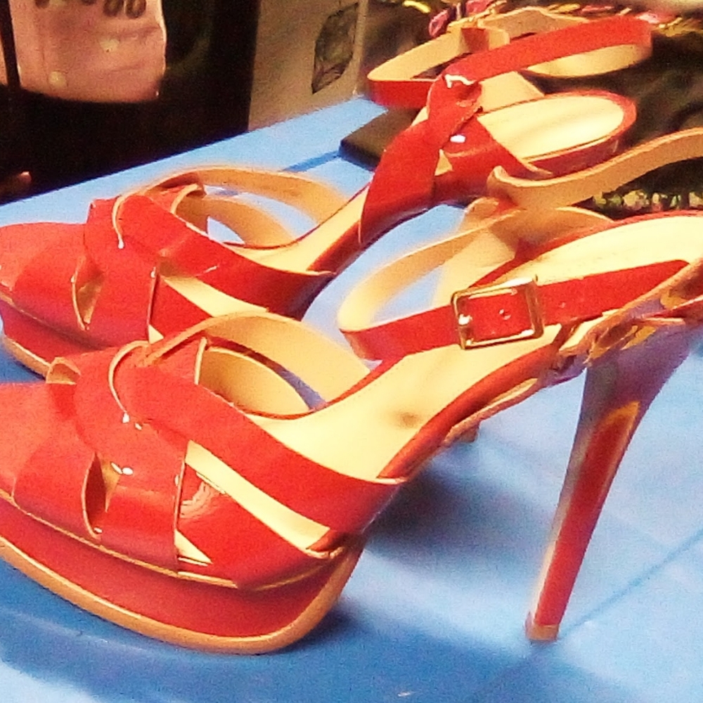 Gallery image 6 for OFFICE LONDON Red Patent Leather Strappy Platform Sandals