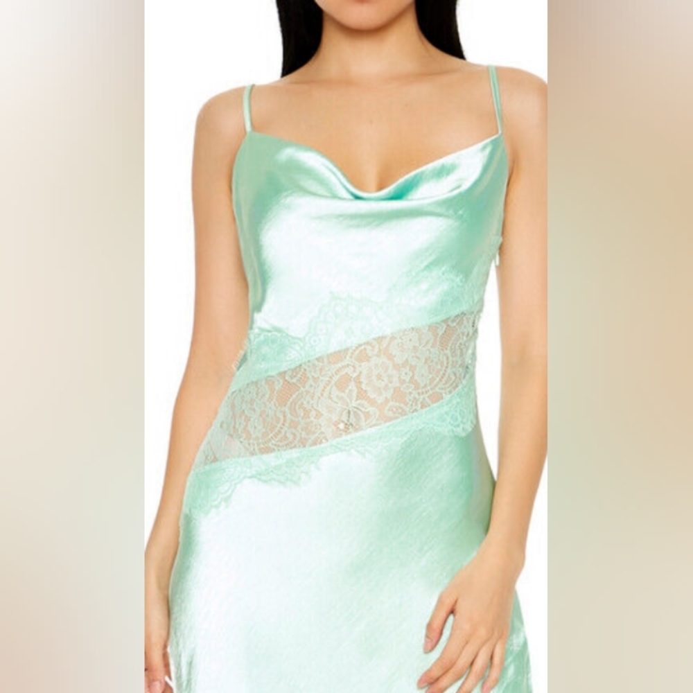 Gallery image 3 for Forever 21 Satin & Lace Strappy Dress, Size Small